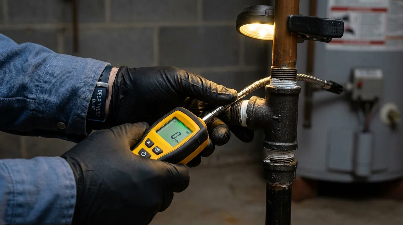 Gas leak detection with electronic sniffer by Johns Plumbing LLC in Mascoutah