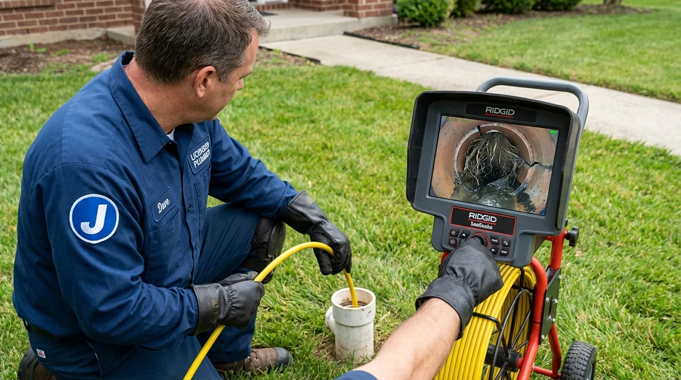 Sewer camera inspection being performed by Johns Plumbing LLC in Mascoutah