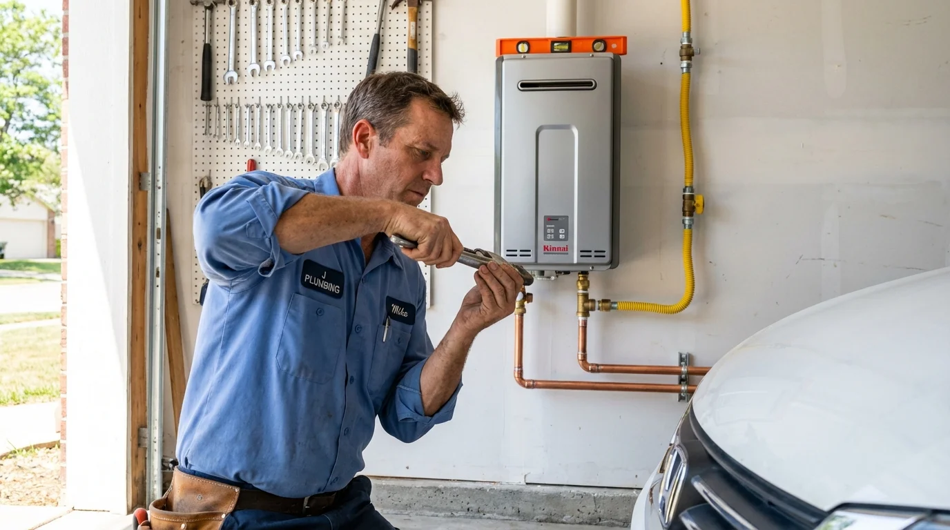 Tankless water heater installation by a Johns Plumbing LLC plumber in Mascoutah